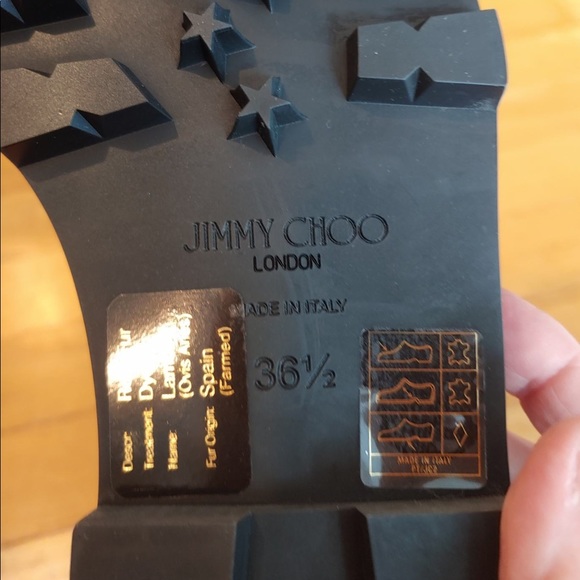 Jimmy Choo Ronnie shearling black suede loafer w/ crystal embellishment sz 36.5 - Picture 6 of 6